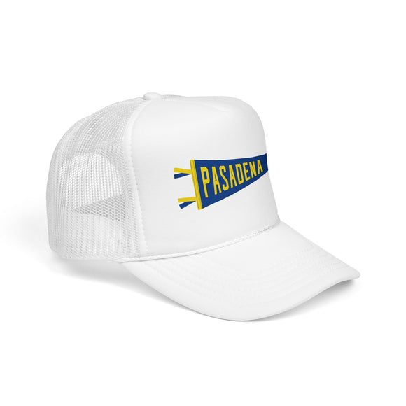 Pasadena, California Pennant Trucker Hat — Retro Flag Foam Cap