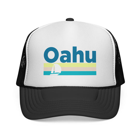 Oahu, Hawaii Retro Sailboat Trucker Hat