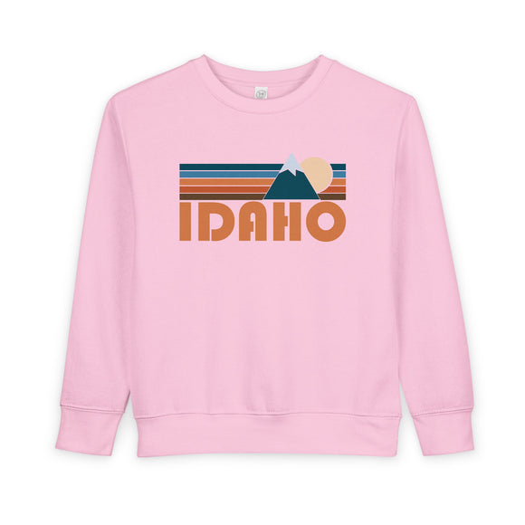 Idaho Toddler Sweatshirt - Retro Mountain Idaho Toddler Crewneck Sweatshirt
