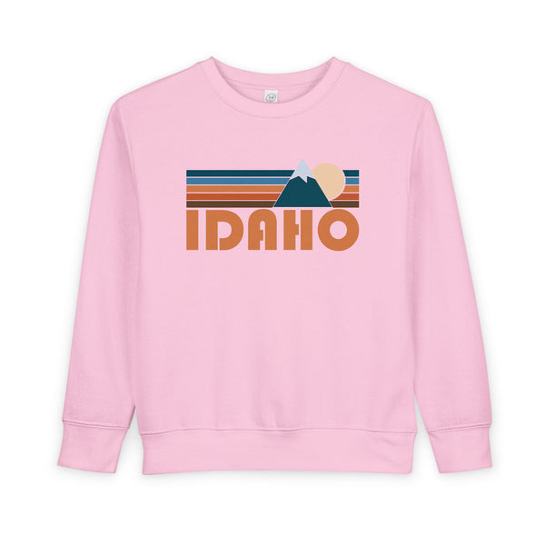 Idaho Toddler Sweatshirt - Retro Mountain Idaho Toddler Crewneck Sweatshirt