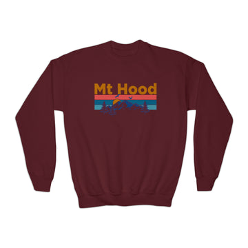 Buy maroon Mt Hood, Oregon Youth Sweatshirt - Unisex Kid's Mt Hood Crewneck Sweatshirt