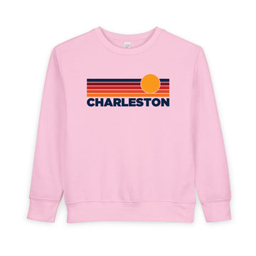 Buy pink Charleston, South Carolina Toddler Sweatshirt - Retro Sun Charleston Toddler Crewneck Sweatshirt