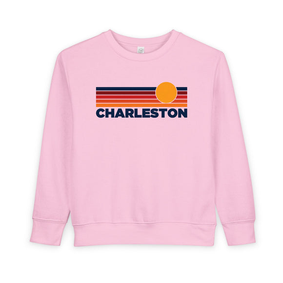 Charleston, South Carolina Toddler Sweatshirt - Retro Sun Charleston Toddler Crewneck Sweatshirt