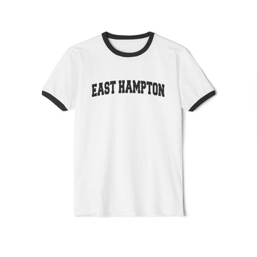Buy white-black East Hampton, New York Cotton Ringer Graphic Tee - Unisex East Hampton T Shirt, Vintage Style Tee, Men's/Women's Tee