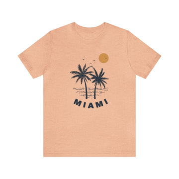Buy heather-peach Miami, Florida T-Shirt - Retro Unisex Miami Shirt - Palm Trio