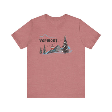 Buy heather-mauve Vermont T-Shirt - Retro Ski Mountain Gondola Unisex Vermont Shirt