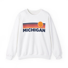 Michigan Sweatshirt Retro Sun Unisex - Vintage Michigan Inspired Warm Pullover Jumper