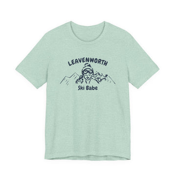 Buy heather-prism-mint Leavenworth, Washington Ski Babe T‑Shirt - Retro Skiing Graphic Tee
