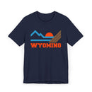 Wyoming Retro Mountains Sunset T-Shirt | Vintage Wyoming Tee-5