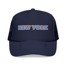 New York Foam Trucker Hat - Retro Orange & Blue City Patch-1