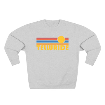 Buy heather-grey Premium Telluride, Colorado Retro Sun Graphic Sweatshirt