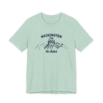 Buy heather-prism-mint Washington Ski Babe T‑Shirt - Retro Skiing Graphic Tee