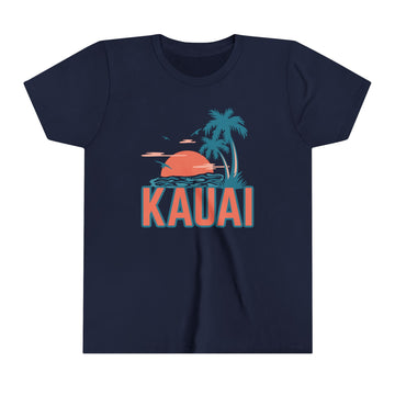 Buy navy Kauai, Hawaii Youth Shirt - Retro Palm Tree Kauai Kid's T-Shirt