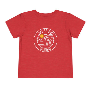 Buy heather-red Fort Collins, Colorado Toddler T-Shirt - Retro Mountain Toddler Fort Collins Shirt
