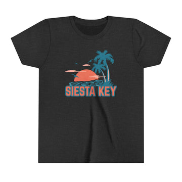 Buy dark-grey-heather Siesta Key, Florida Youth Shirt - Retro Palm Tree Siesta Key Kid's T-Shirt