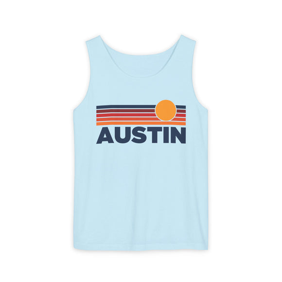 Austin, Texas Retro Sunstripe Tank Top | Comfort Colors - 100% Cotton