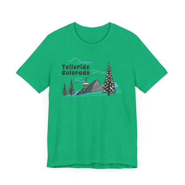 Telluride, Colorado T-Shirt - Retro Ski Mountain Gondola Unisex Telluride Shirt