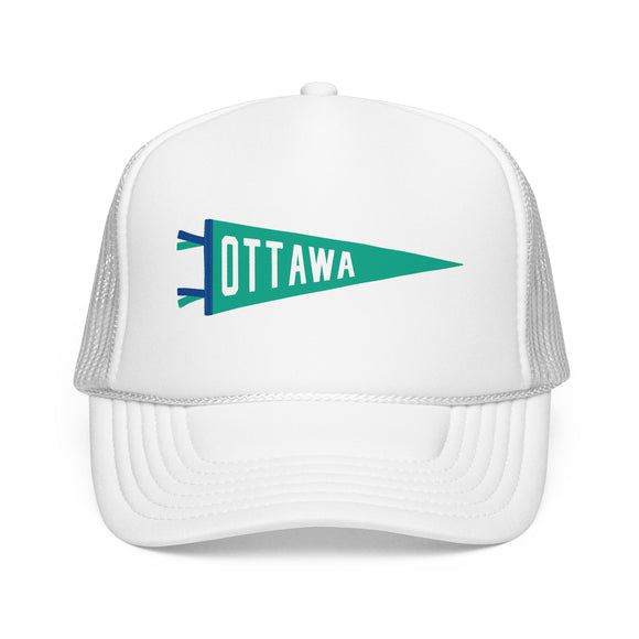Ottawa, Ontario Pennant Trucker Hat — Retro Flag Foam Cap