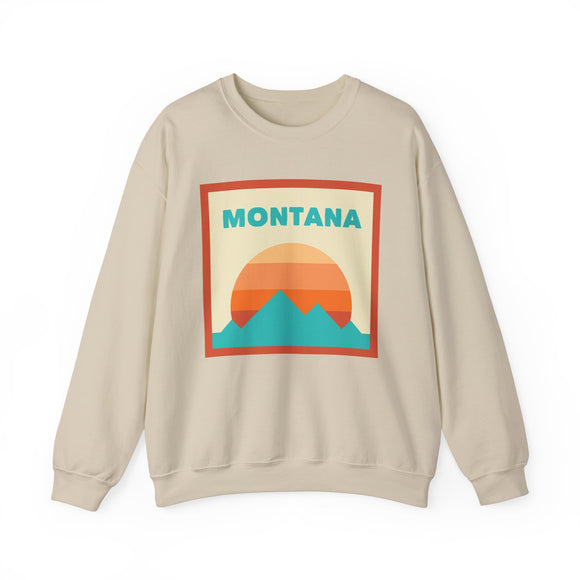 Retro Montana Sweatshirt, Mountain Sun Design, Unisex Crewneck, Gift for Outdoorsy Friends, Vintage Montana Jumper