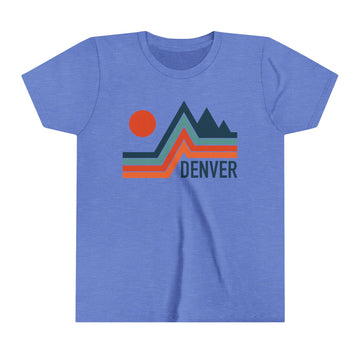 Denver, Colorado Youth Shirt - Retro Mountain Denver Kid's T-Shirt - Minimal Peak