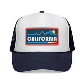 Buy dark-navy California Retro Mountains Trucker Hat - Vintage Style California Cap