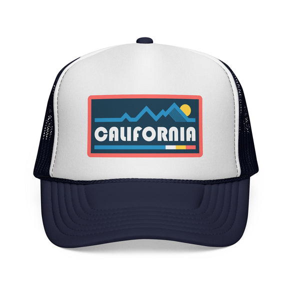 California Retro Mountains Trucker Hat - Vintage Style California Cap