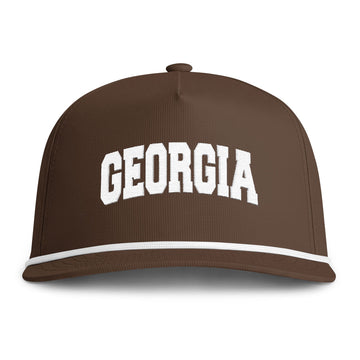 Georgia Embroidered Rope Hat - Vintage Sunwashed Rope Cap, Comfort Colors - 0