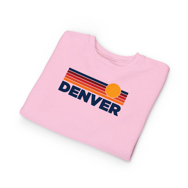 Denver, Colorado Toddler Sweatshirt - Retro Sun Denver Toddler Crewneck Sweatshirt