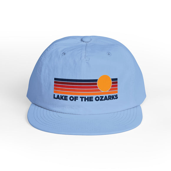 Lake of the Ozarks, Missouri retro sunset Surf Cap | vintage striped sun state hat