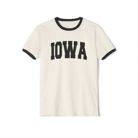 Iowa Cotton Ringer Graphic Tee - Unisex Iowa T Shirt, Vintage Style Tee, Men's/Women's Tee - 0