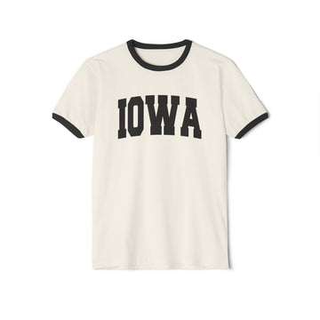 Iowa Cotton Ringer Graphic Tee - Unisex Iowa T Shirt, Vintage Style Tee, Men's/Women's Tee - 0