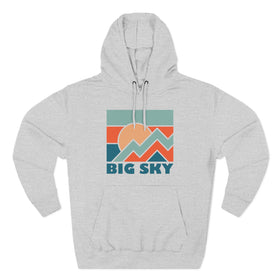 Buy heather-grey Big Sky, Montana Hoodie - Retro Mountain Unisex Sweatshirt