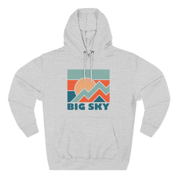 Buy heather-grey Big Sky, Montana Hoodie - Retro Mountain Unisex Sweatshirt
