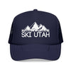 Kids Ski Utah Trucker Hat - Youth Snapback Cap on white background
