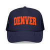Kids Denver Foam Trucker Hat – Retro Patch Lettering Mesh Ca on white background