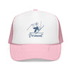 Kids Vermont Snow Ski Trucker Hat - Youth Snapback Cap on white background