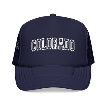 Kids Colorado Trucker Hat Vintage College Foam Mesh on white background
