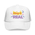 Kids Keep It Real Trucker Hat Boho - Youth Snapback Cap on white background