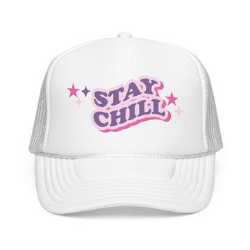Kids Stay Chill Trucker Hat Boho - Youth Snapback Cap on white background