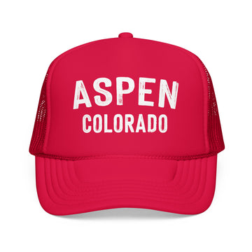 Buy red Aspen, Colorado Trucker Hat - Aspen Cap