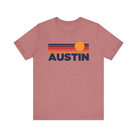 Austin, Texas T-Shirt Retro Sun Ombre Unisex Tee, Vintage Texas Tee, Mountain Sun Austin Tee, Texas Souvenir Shirt