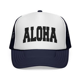 Buy dark-navy Aloha Retro Collegiate Style Trucker Hat