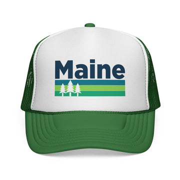 Maine Retro Trees Trucker Hat - Vintage Style Maine Cap - 0