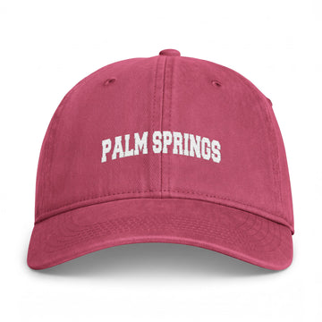 Buy crimson Palm Springs, California Washed Baseball Cap - Vintage Coastal Comfort Colors