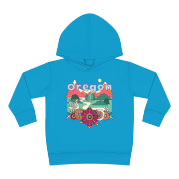 Buy turquoise Oregon Toddler Hoodie - Boho Mountain Unisex Oregon Toddler Sweatshirt