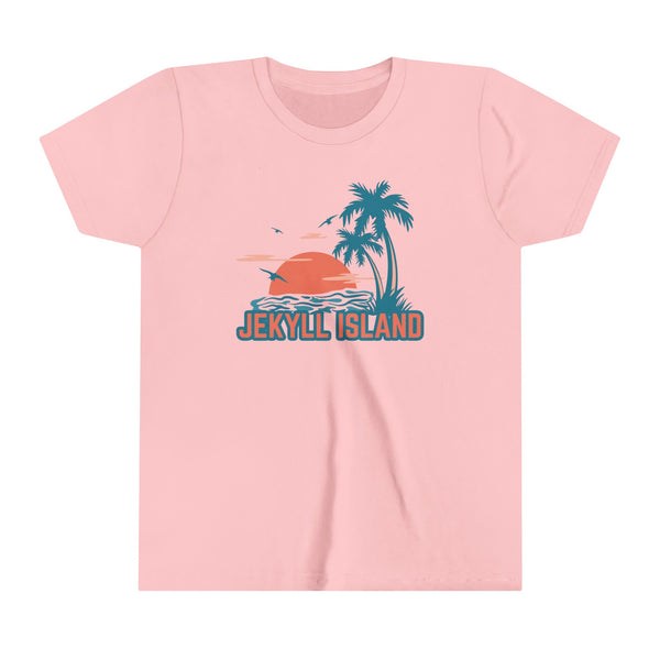 Jekyll Island, Georgia Youth Shirt - Retro Palm Tree Jekyll Island Kid's T-Shirt