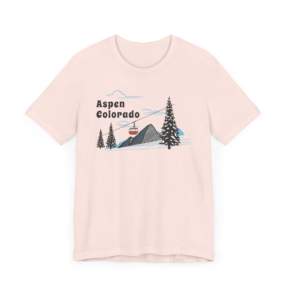 Aspen, Colorado T-Shirt - Retro Ski Mountain Gondola Unisex Aspen Shirt
