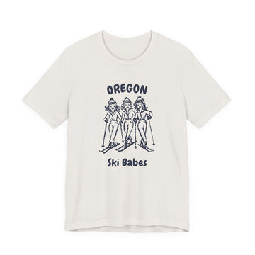 Buy vintage-white Oregon Ski Babes T‑Shirt — Retro Skiing Graphic Tee
