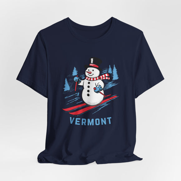 Vermont T Shirt - Ski Snowman Graphic Vermont Tee