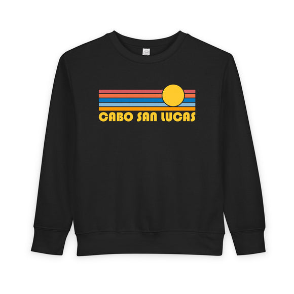 Cabo San Lucas, Mexico Toddler Sweatshirt - Retro Sun Cabo San Lucas Toddler Crewneck Sweatshirt